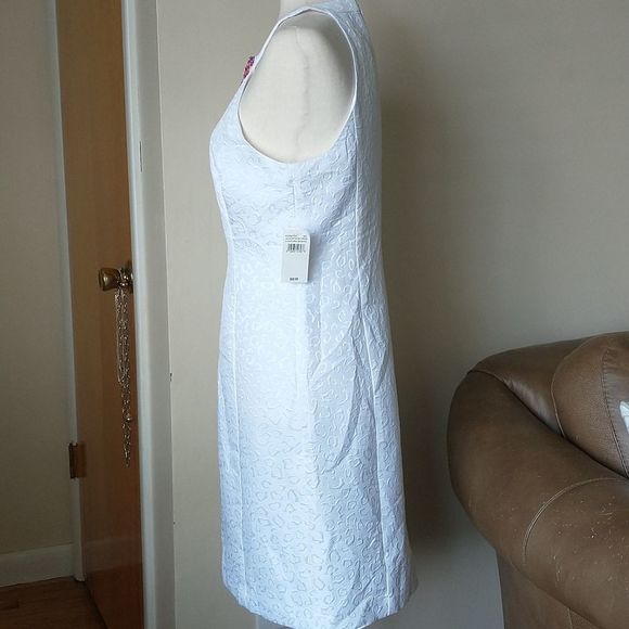 Laundry dress mini bodycon sheath leopard print beads white pink blue size 6 - Picture 5 of 10